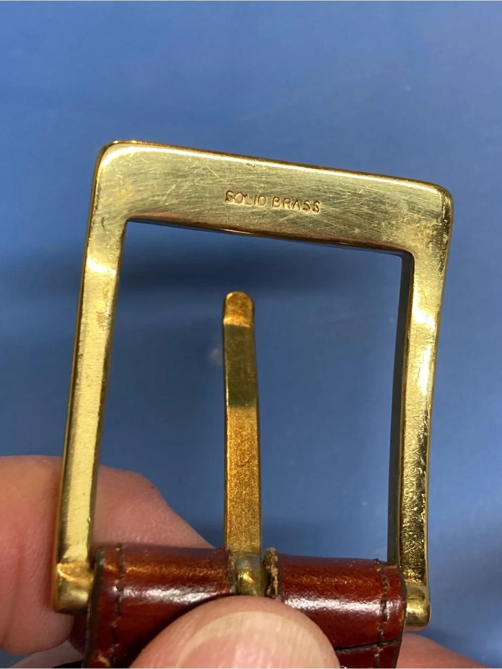 Jos. A. Bank Brown Croc-Embossed Leather Belt with Gold Brass Buckle